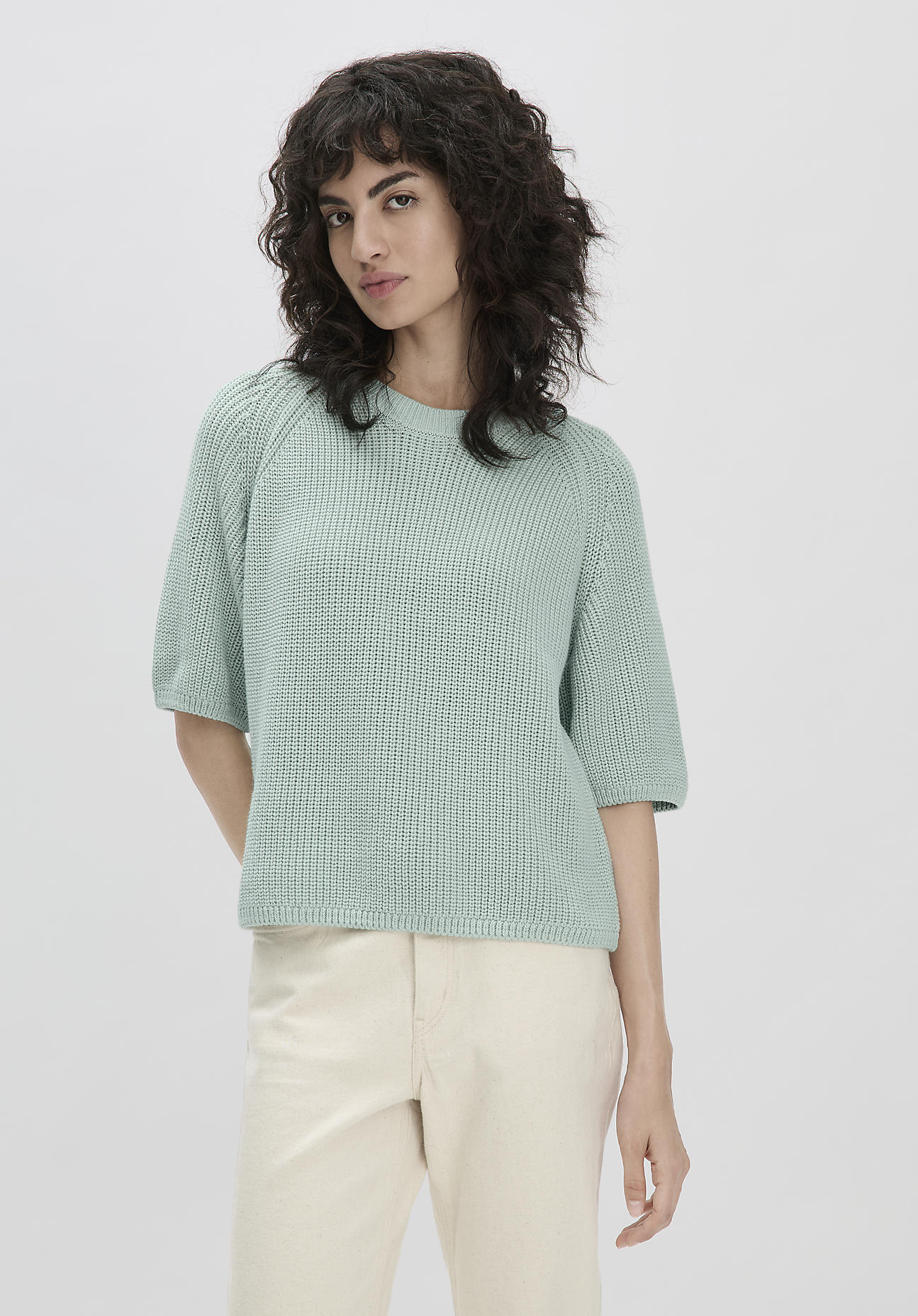 hessnatur Damen Strick Pullover Relaxed aus Bio-Baumwolle - grün Größe XS