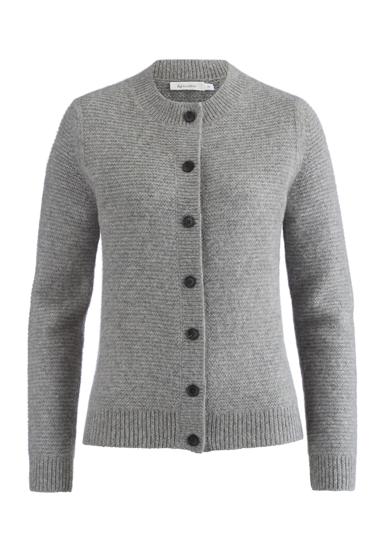 hessnatur Damen Strickjacke aus Alpaka – grau – Größe 46