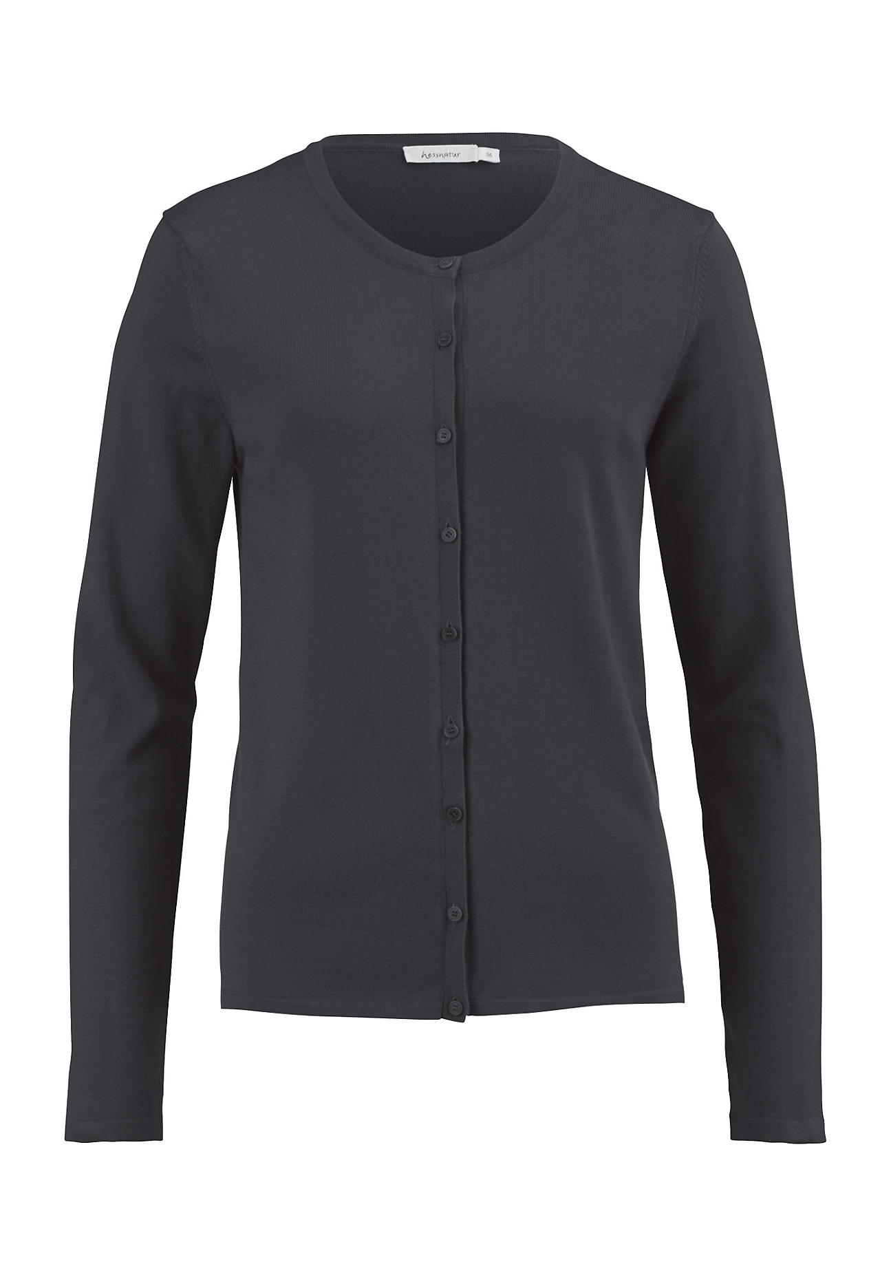 hessnatur Damen Strickjacke aus Bio-Baumwolle – schwarz – Größe 44