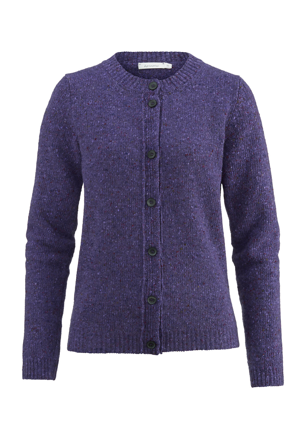 hessnatur Damen Strickjacke aus Schurwolle – lila – Größe 40