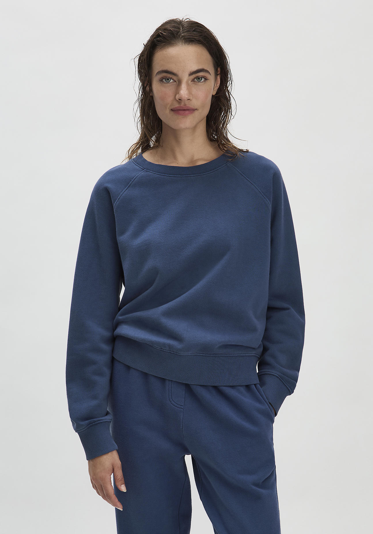 hessnatur Damen Sweatshirt Oversize - ozeanblau Größe M