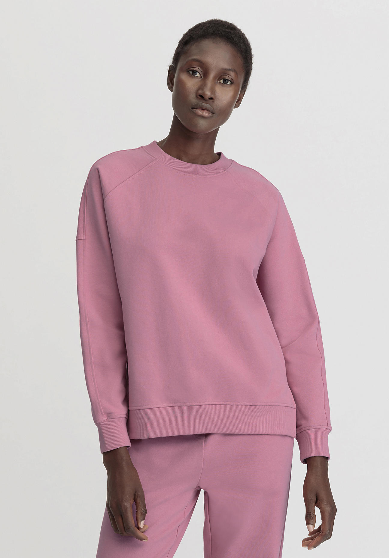 hessnatur Damen Sweatshirt Oversize aus Bio-Baumwolle - rosa Größe XS