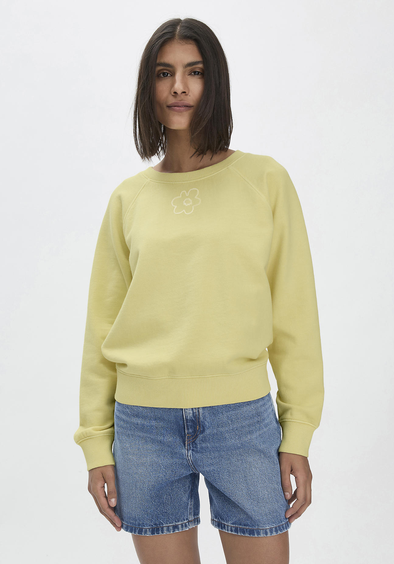 hessnatur Damen Sweatshirt Oversize aus Bio-Baumwolle - gelb Größe XS