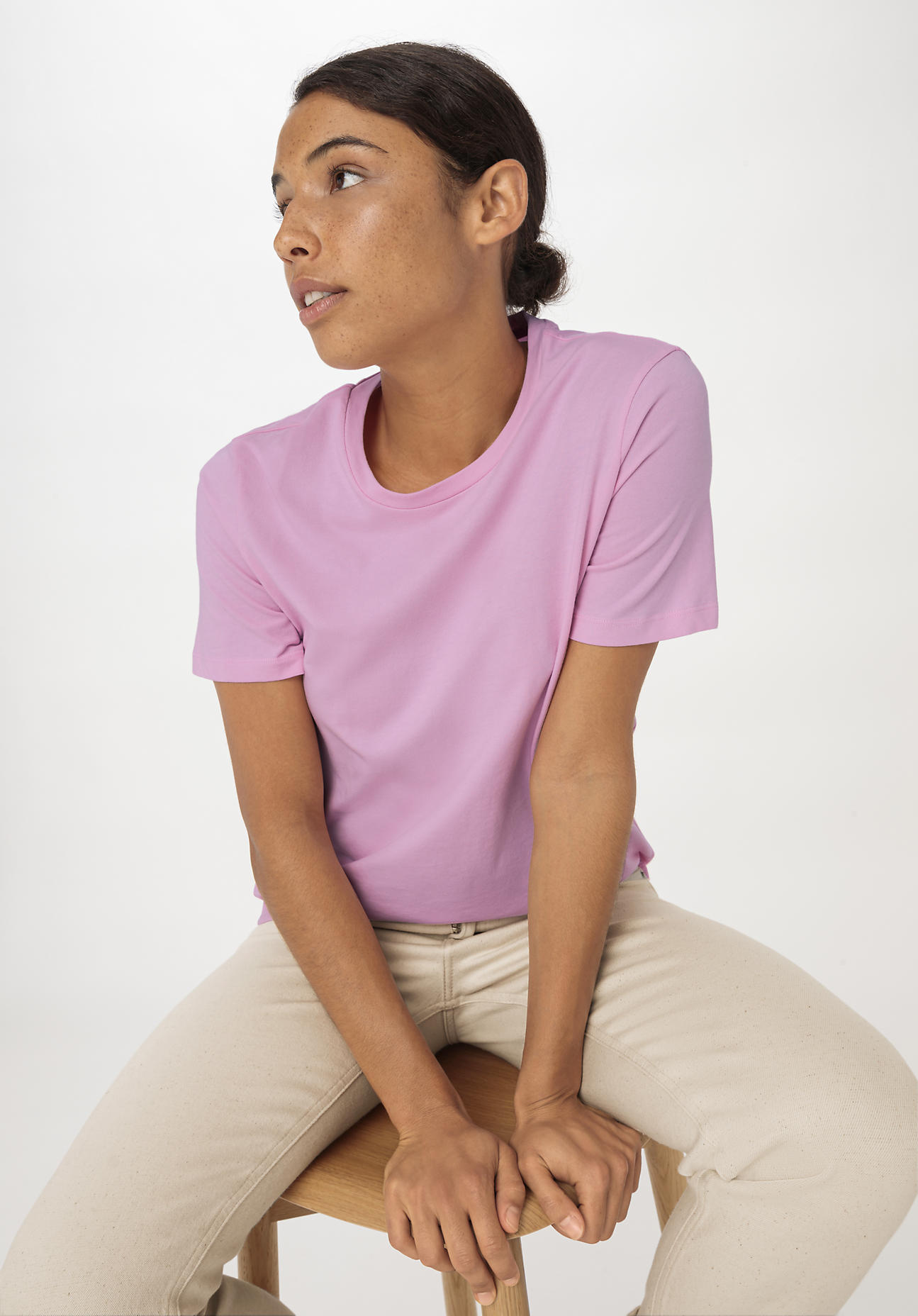 hessnatur Damen T-Shirt Regular aus Bio-Baumwolle - rosa - Größe 34