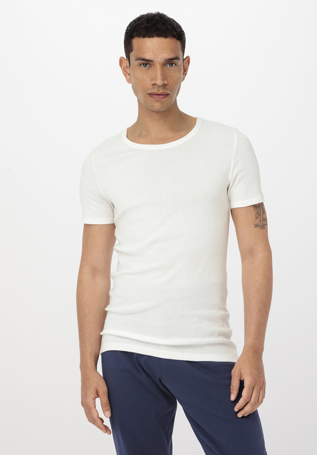 hessnatur Herren T-Shirt im 2er-Pack PURE NATURE aus Bio-Baumwolle - weiß - Größe 4