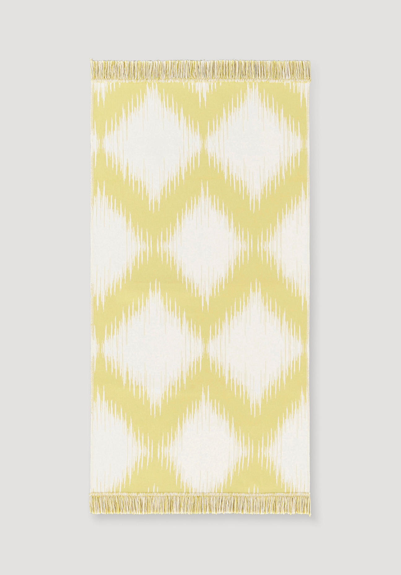 hessnatur Teppich Ikat aus Bio-Baumwolle - gelb Größe 200x300 cm
