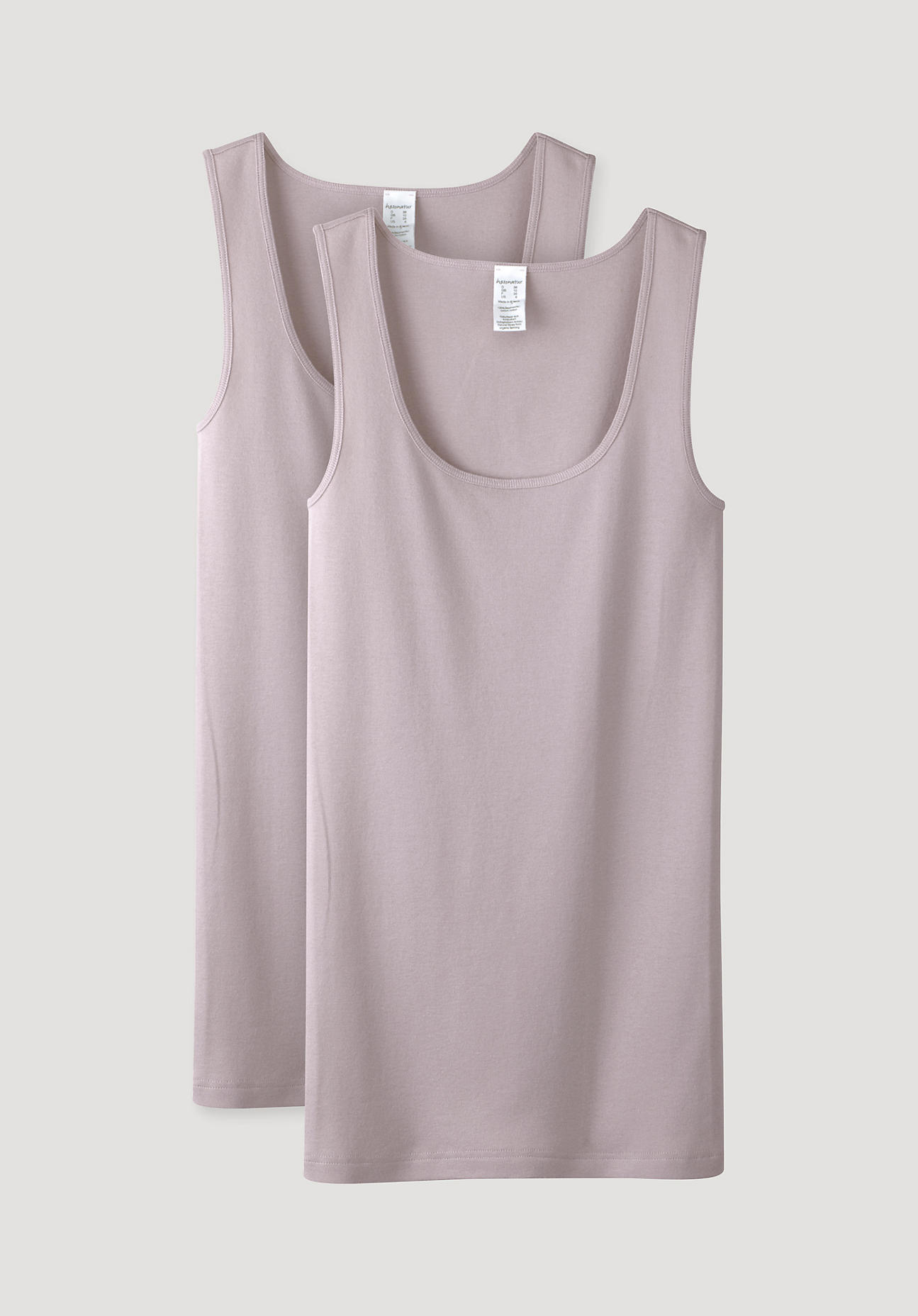 hessnatur Damen Top PureDAILY im 2er-Set aus Bio-Baumwolle – lila – Größe 44