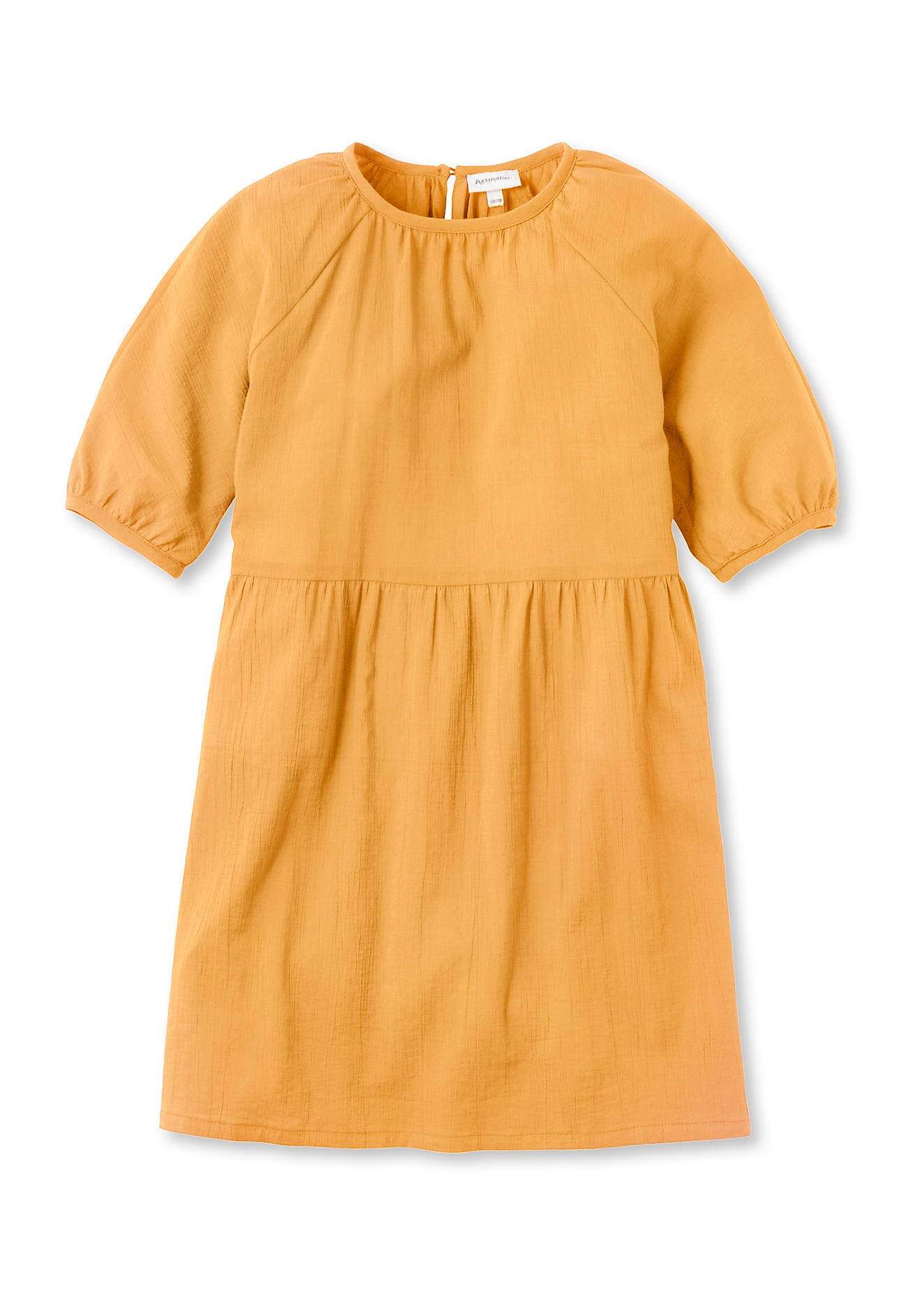 hessnatur Kinder Volant-Kleid aus Bio-Baumwolle - gelb Größe 122/128