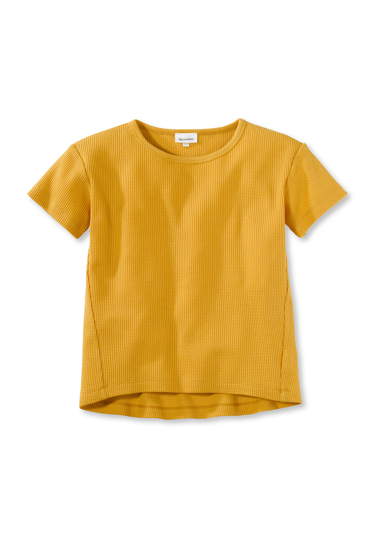 hessnatur Kinder Waffelpiqué-Shirt aus Bio-Baumwolle - gelb Größe 158/164