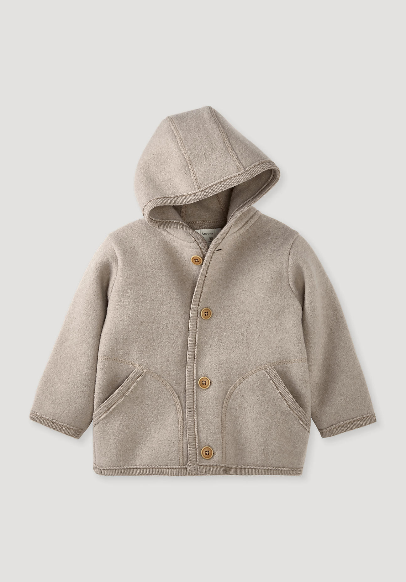 hessnatur Baby Walk Jacke Regular aus Bio-Merinowolle - beige - Größe 86/92