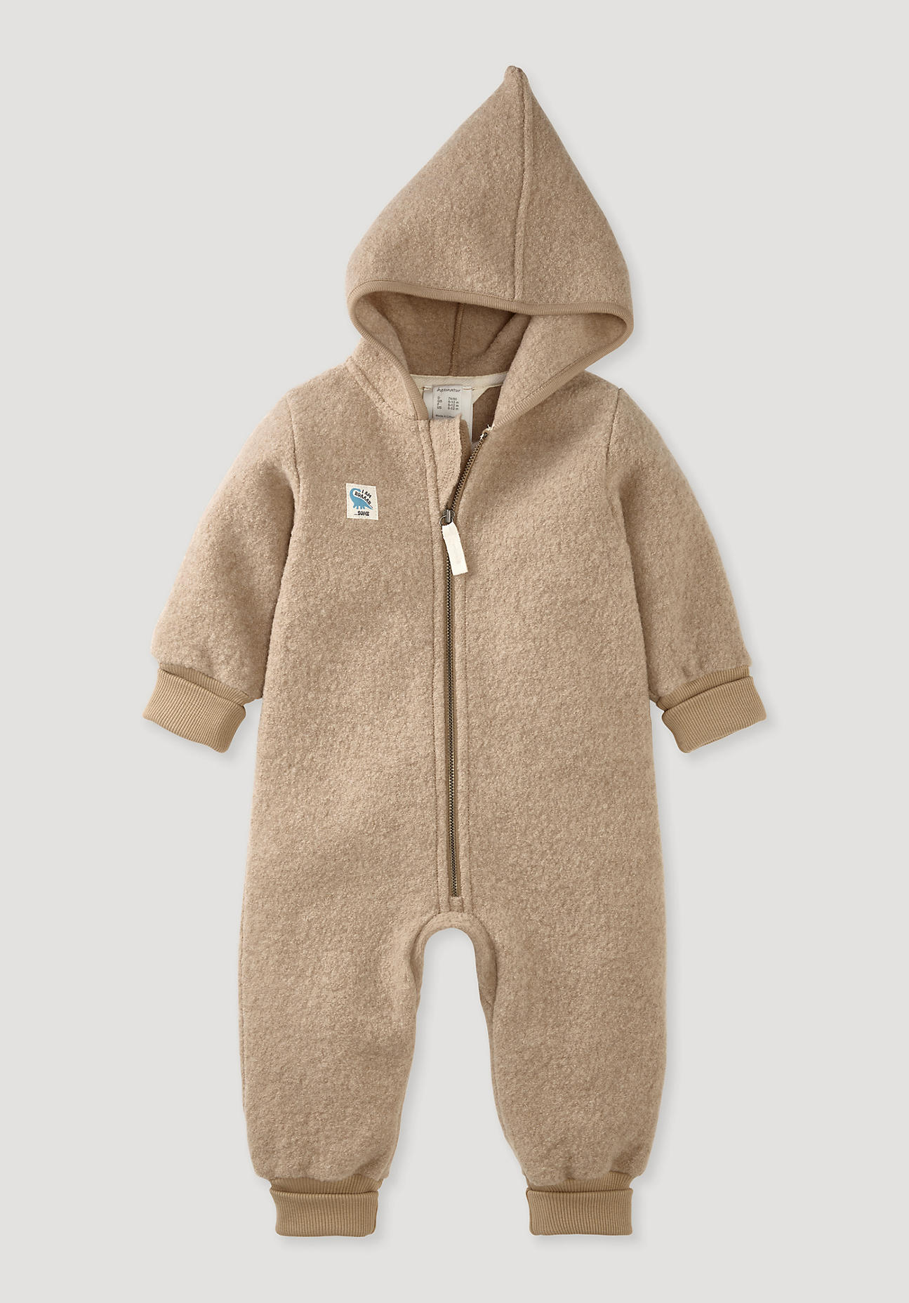 hessnatur Baby Walk Overall Regular aus Bio-Merinowolle - beige - Größe 98/104