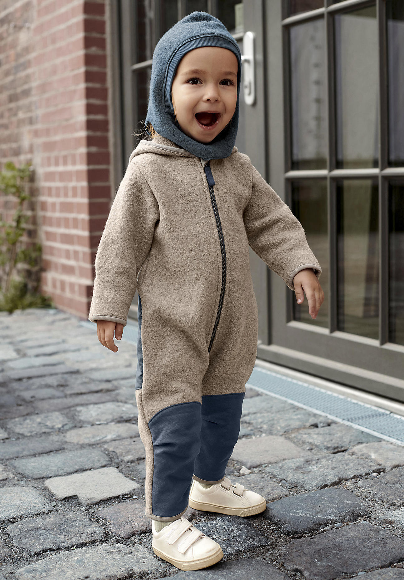hessnatur Baby Walk Overall Regular mit Softshell und Bio-Merinowolle - grau Größe 74/80