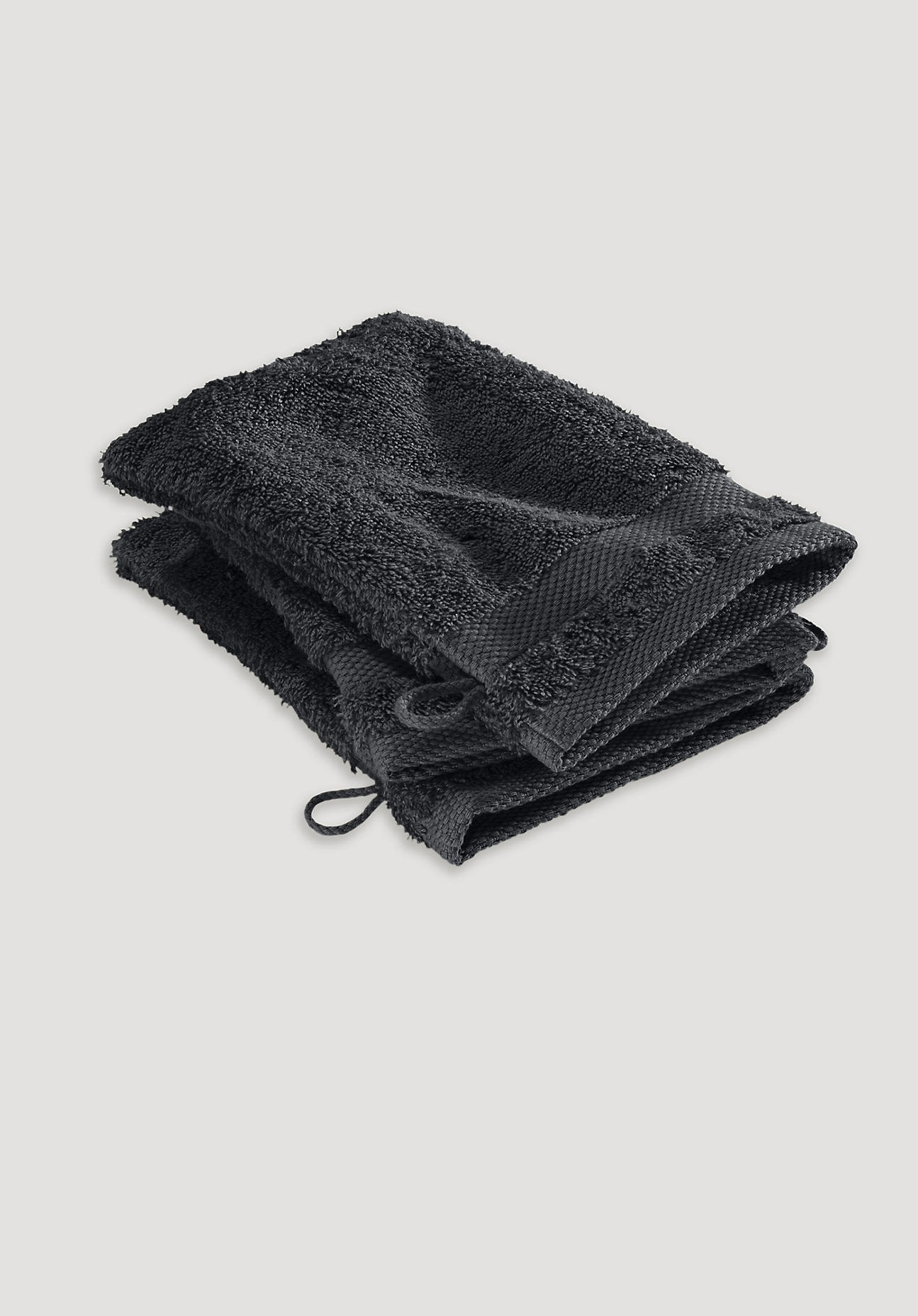 hessnatur Waschhandschuh aus Bio-Baumwolle - schwarz Größe 15x20 cm