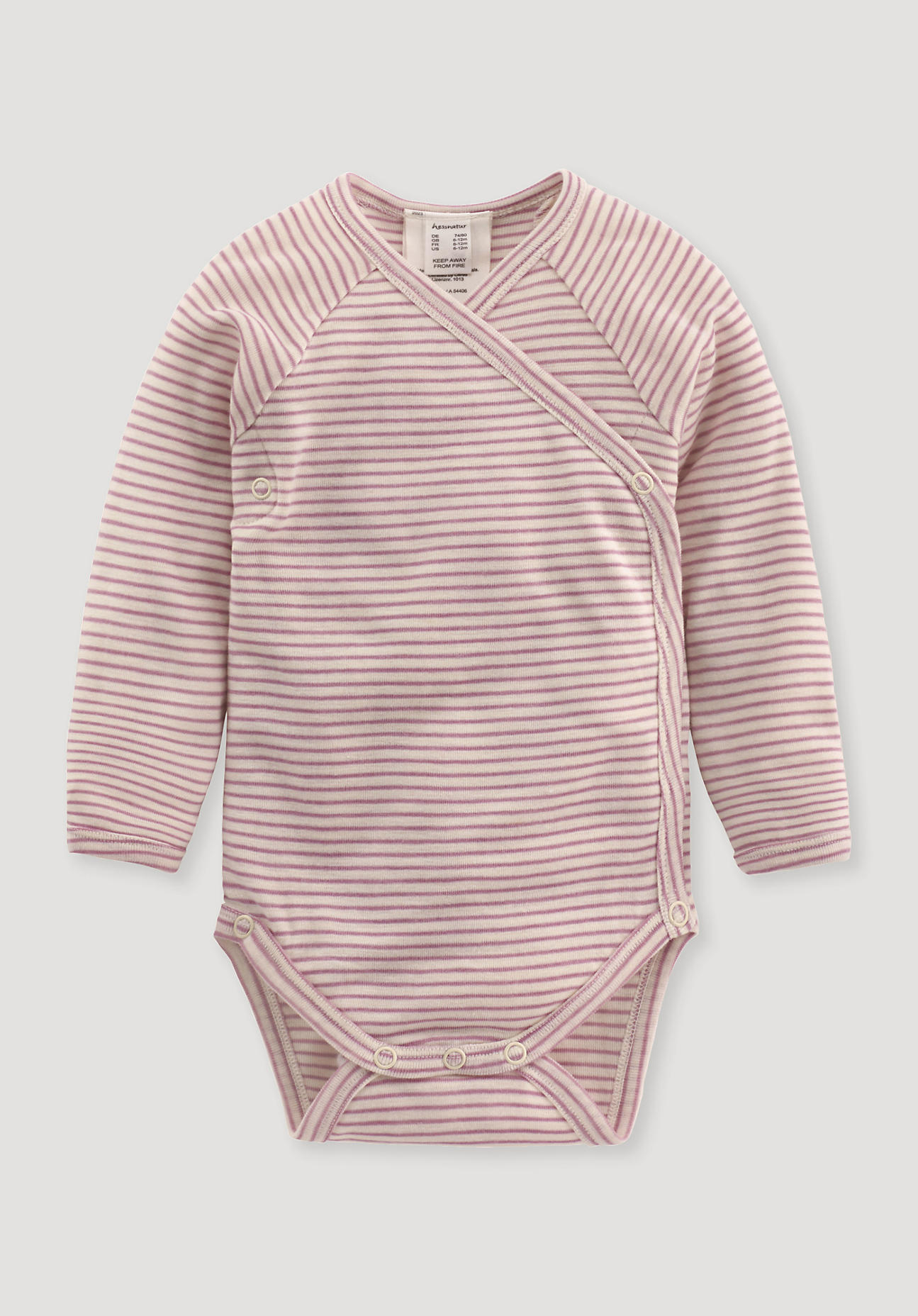 hessnatur Baby Wickel-Body Langarm Slim aus Bio-Merinowolle mit Seide - rosa Größe 74/80