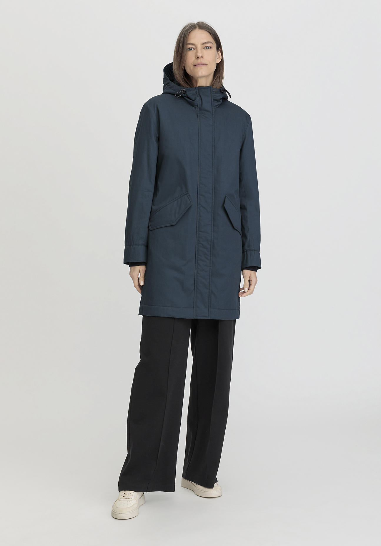 hessnatur Damen Winter Parka Regular Nature Shell aus Bio-Baumwolle - blau Größe 40