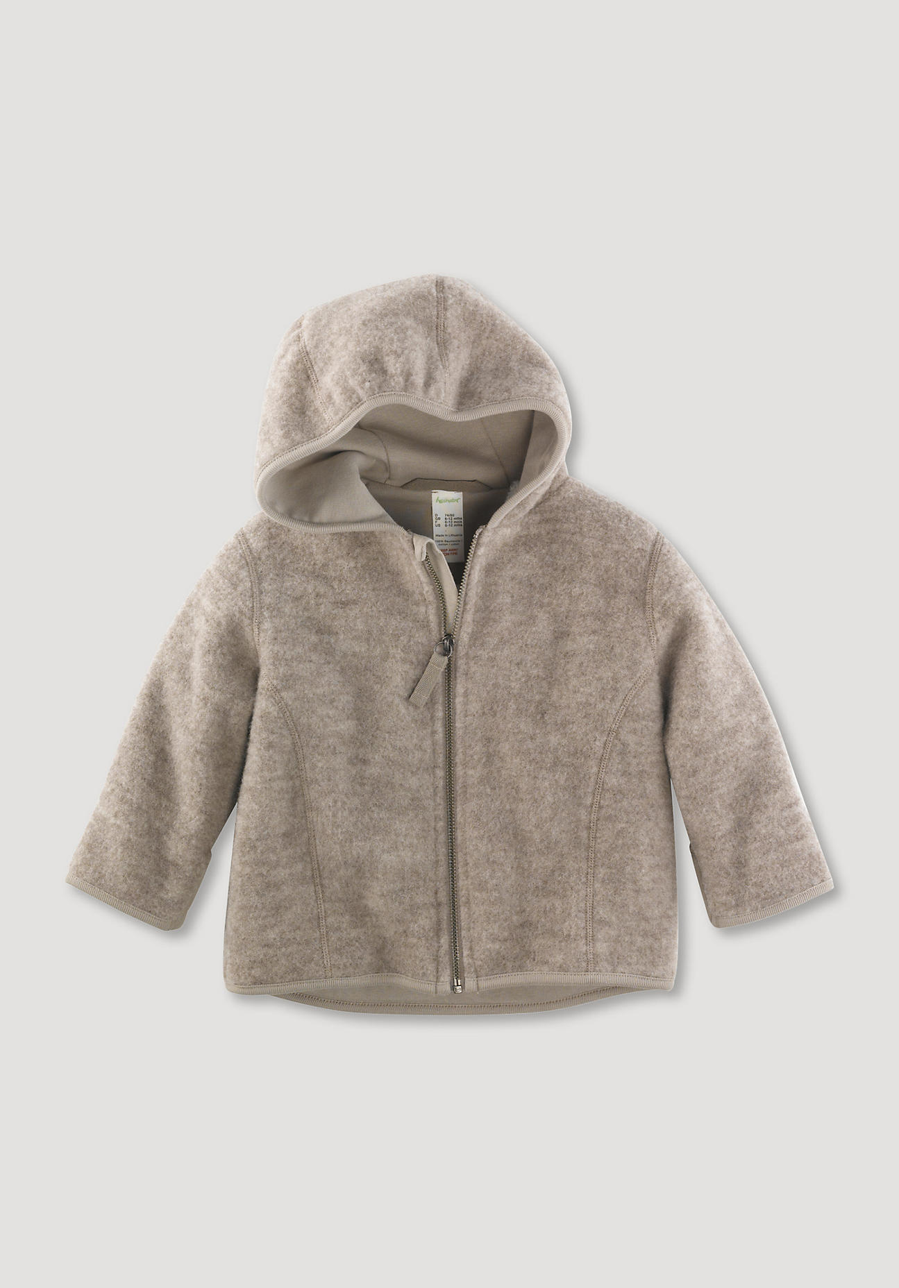 hessnatur Baby Wollfleece Jacke Regular aus Bio-Merinowolle - grau - Größe 74/80