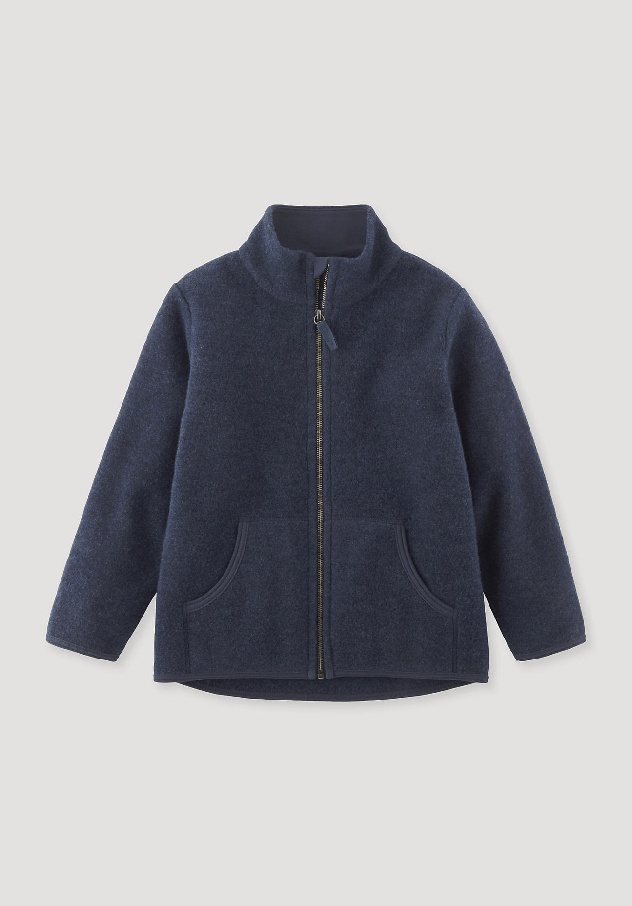 hessnatur Kinder Wollfleece Jacke Regular aus Bio-Merinowolle - blau - Größe 98/104