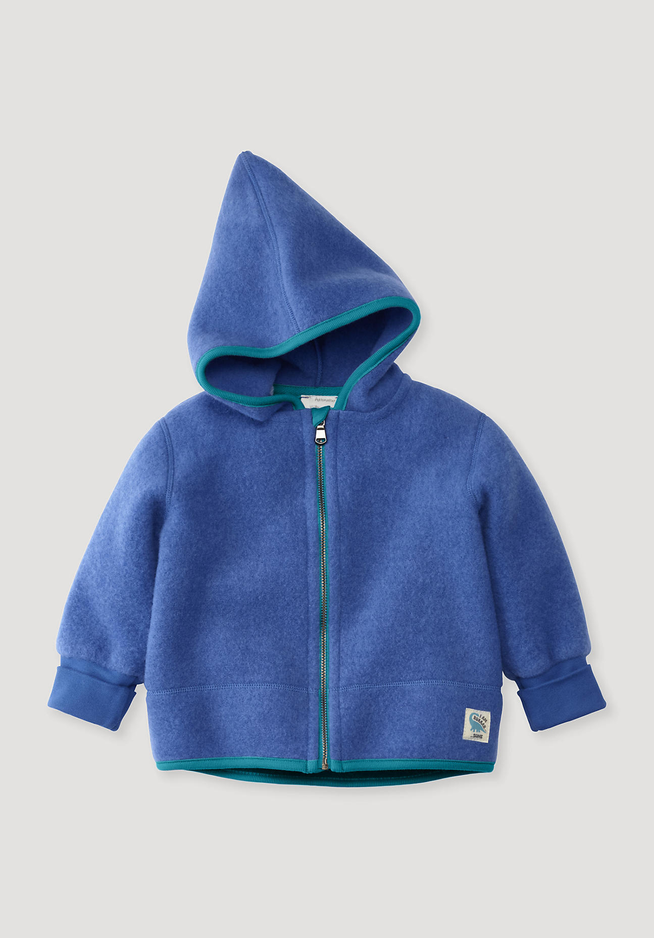 hessnatur Baby Wollfleece Jacke Regular aus Bio-Merinowolle - blau - Größe 98/104