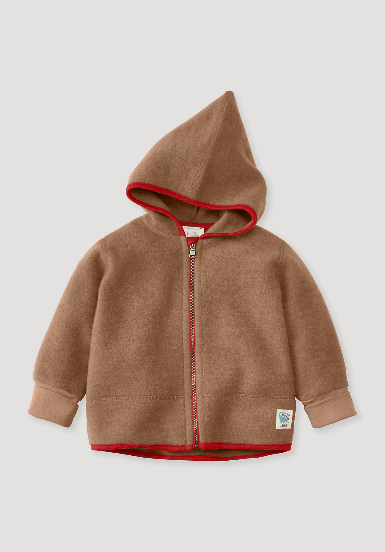 hessnatur Baby Wollfleece Jacke ungefüttert aus Merinowolle - braun Größe 86/92