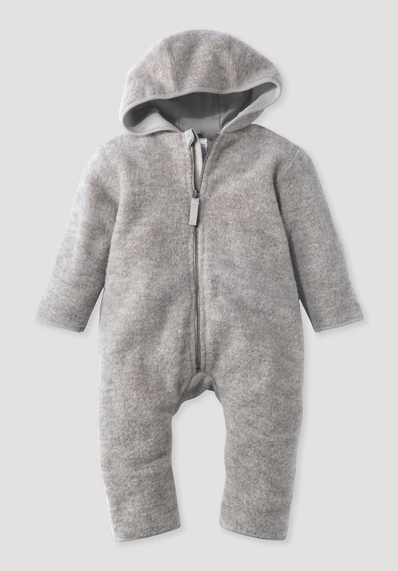 hessnatur Baby Wollfleece Overall Regular aus Bio-Merinowolle - grau - Größe 86/92