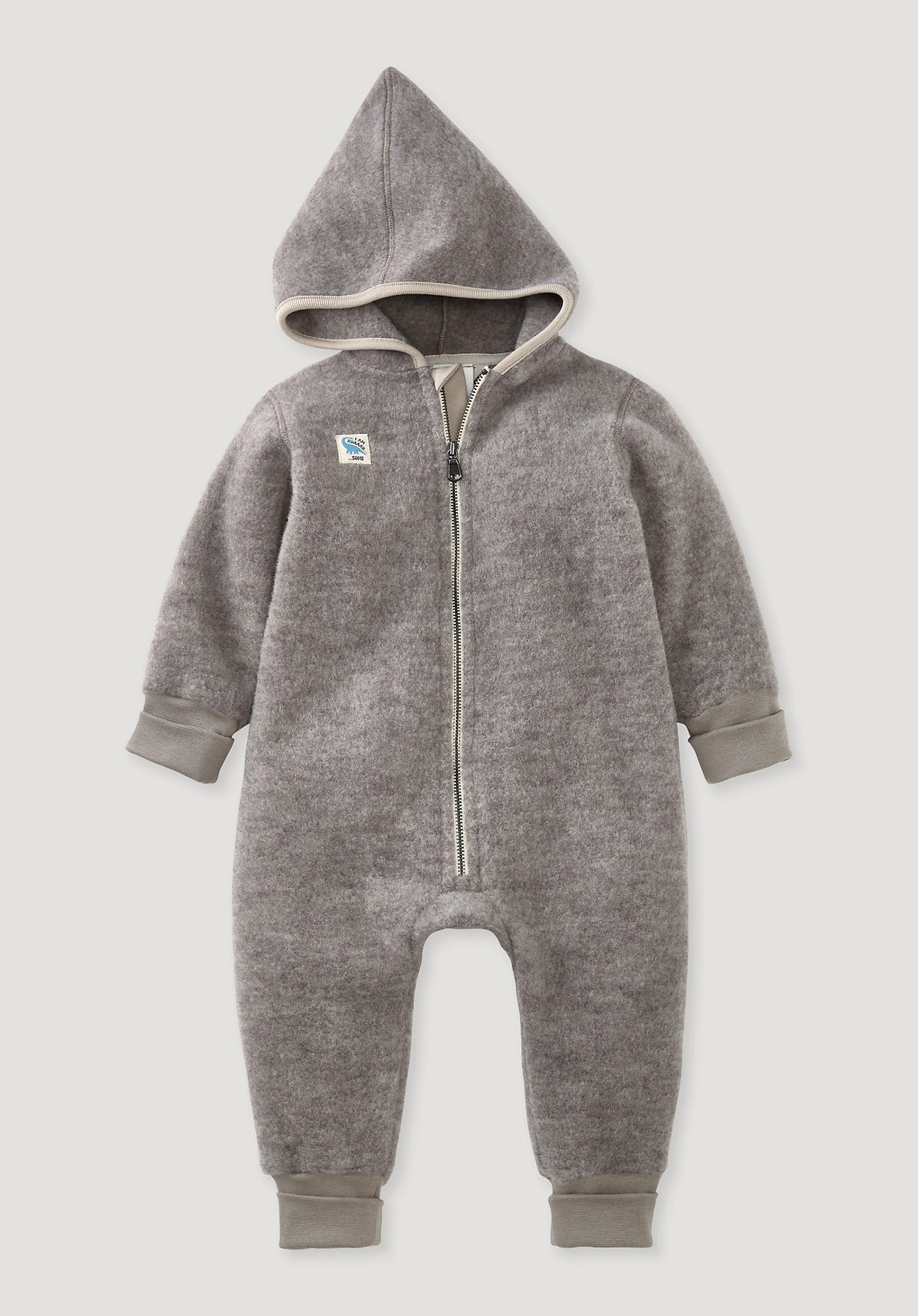 hessnatur Baby Wollfleece Overall Regular aus Bio-Merinowolle - grau - Größe 62/68