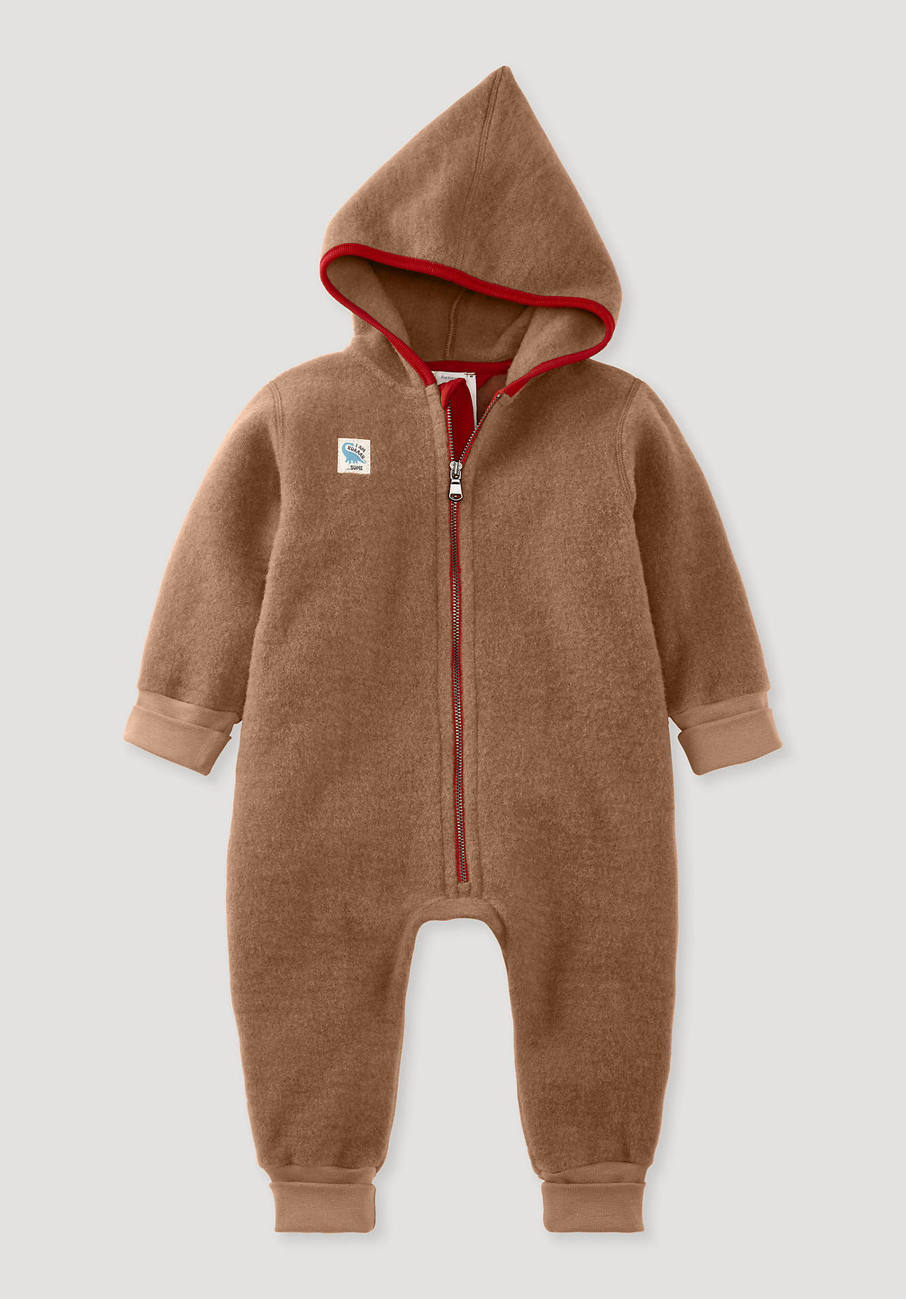 hessnatur Baby Wollfleece Overall Regular aus Bio-Merinowolle - braun - Größe 74/80