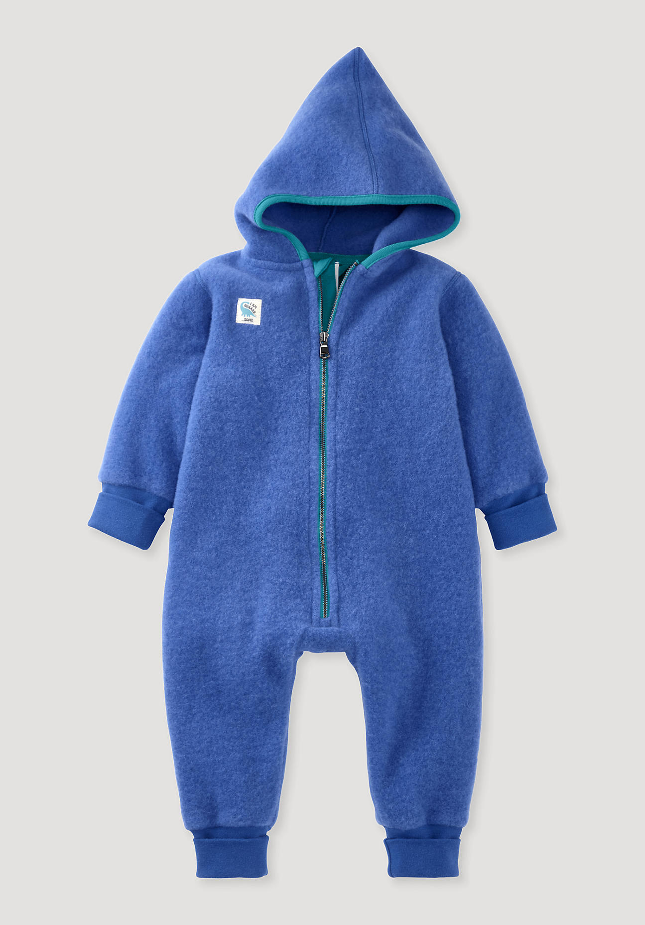 hessnatur Baby Wollfleece Overall Regular aus Bio-Merinowolle - blau - Größe 62/68