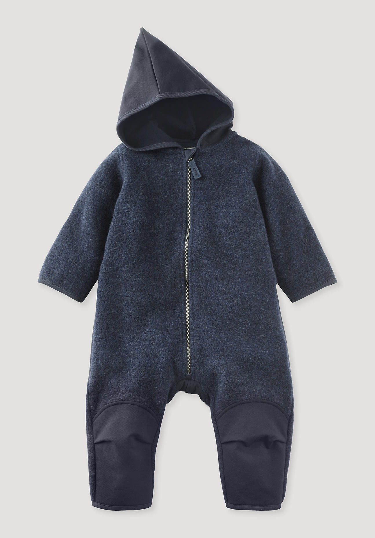 hessnatur Baby Wollfleece Overall aus Bio-Merinowolle mit Softshell - blau Größe 86/92