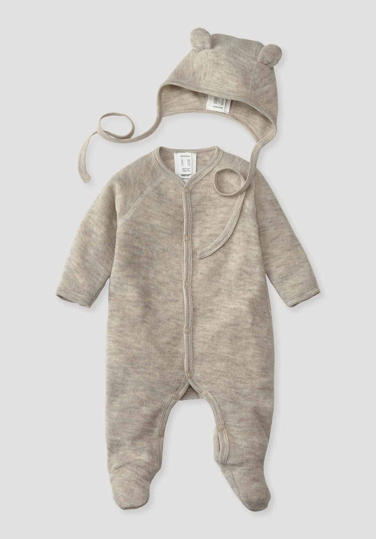 hessnatur Baby Wollfrottee Erstlingsausstattung aus Bio-Merinowolle - beige Größe 50/56