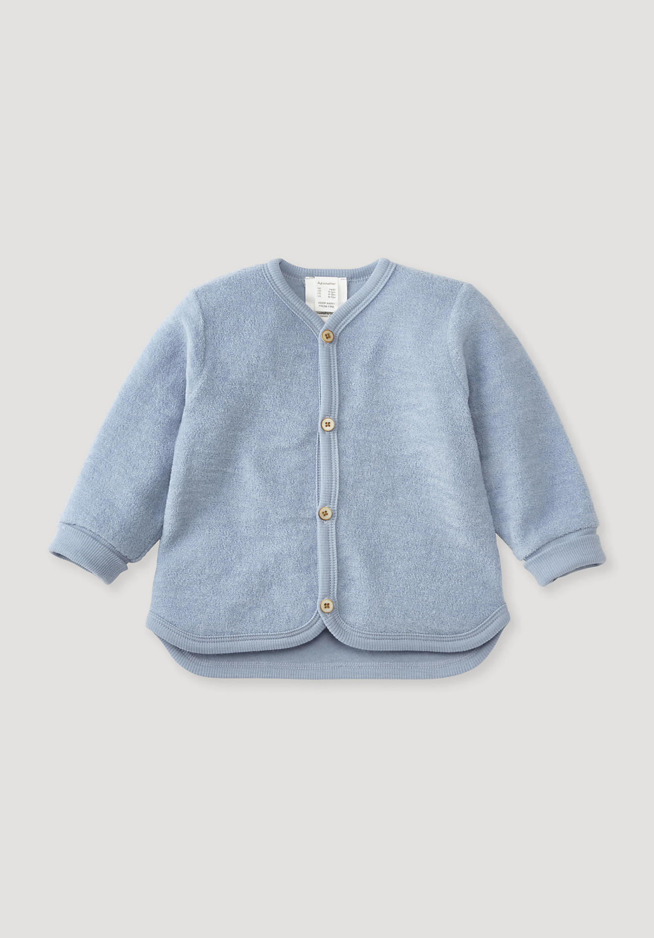 hessnatur Baby Wollfrottee Jacke Regular aus Bio-Merinowolle - blau - Größe 86/92