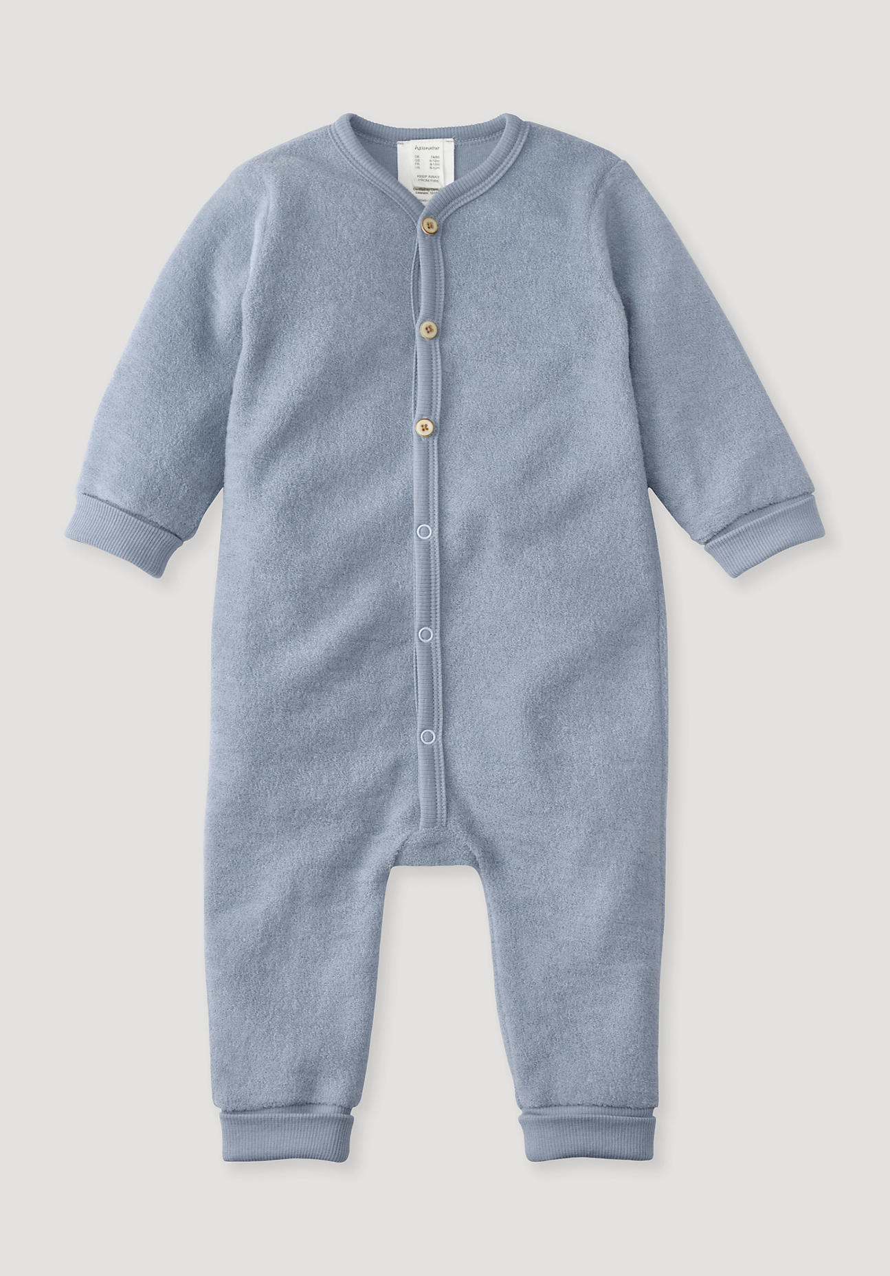 hessnatur Baby Wollfrottee Overall Regular aus Bio-Merinowolle - blau Größe 86/92