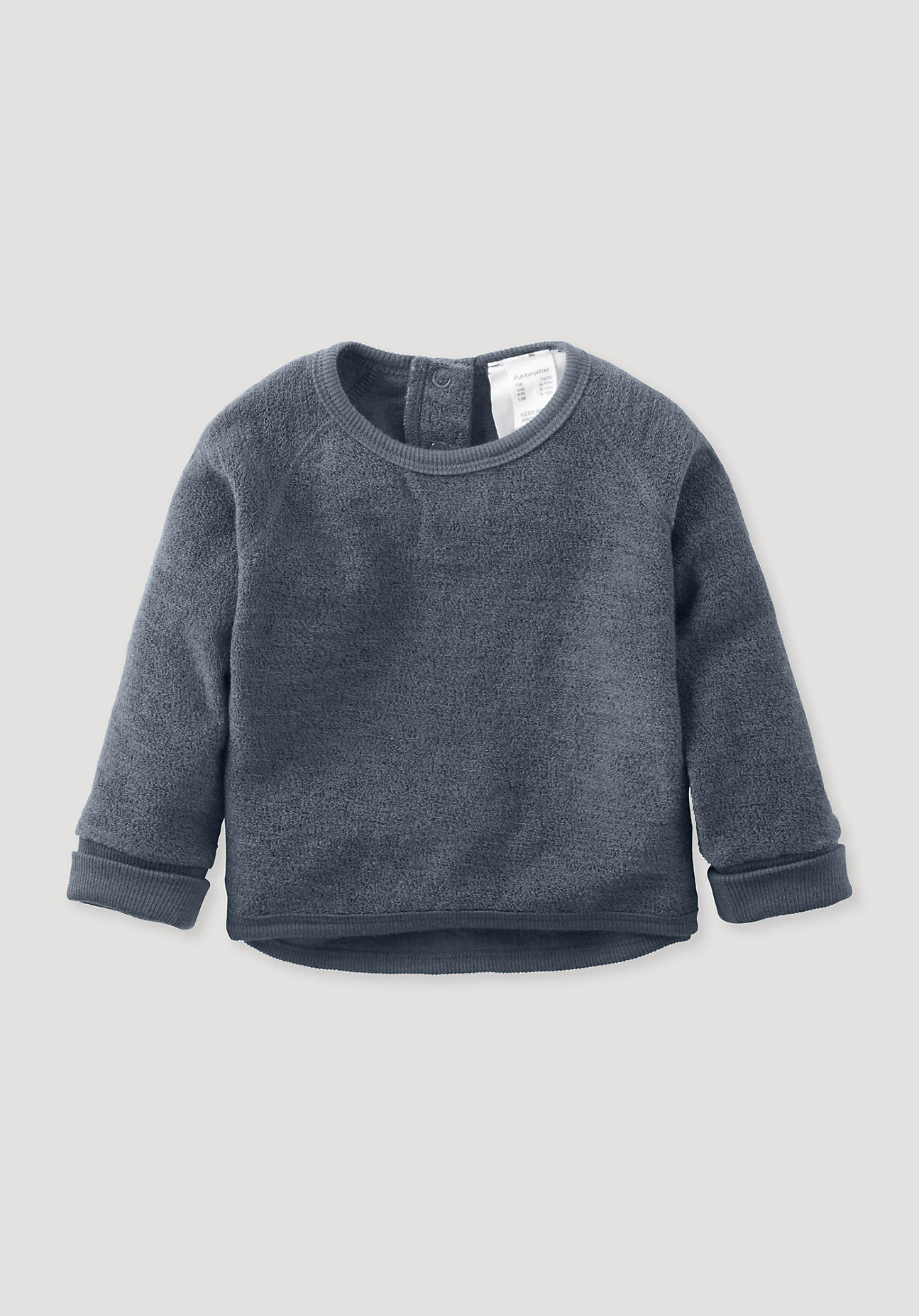hessnatur Baby Wollfrottee Sweatshirt Regular aus Bio-Merinowolle - blau - Größe 62/68