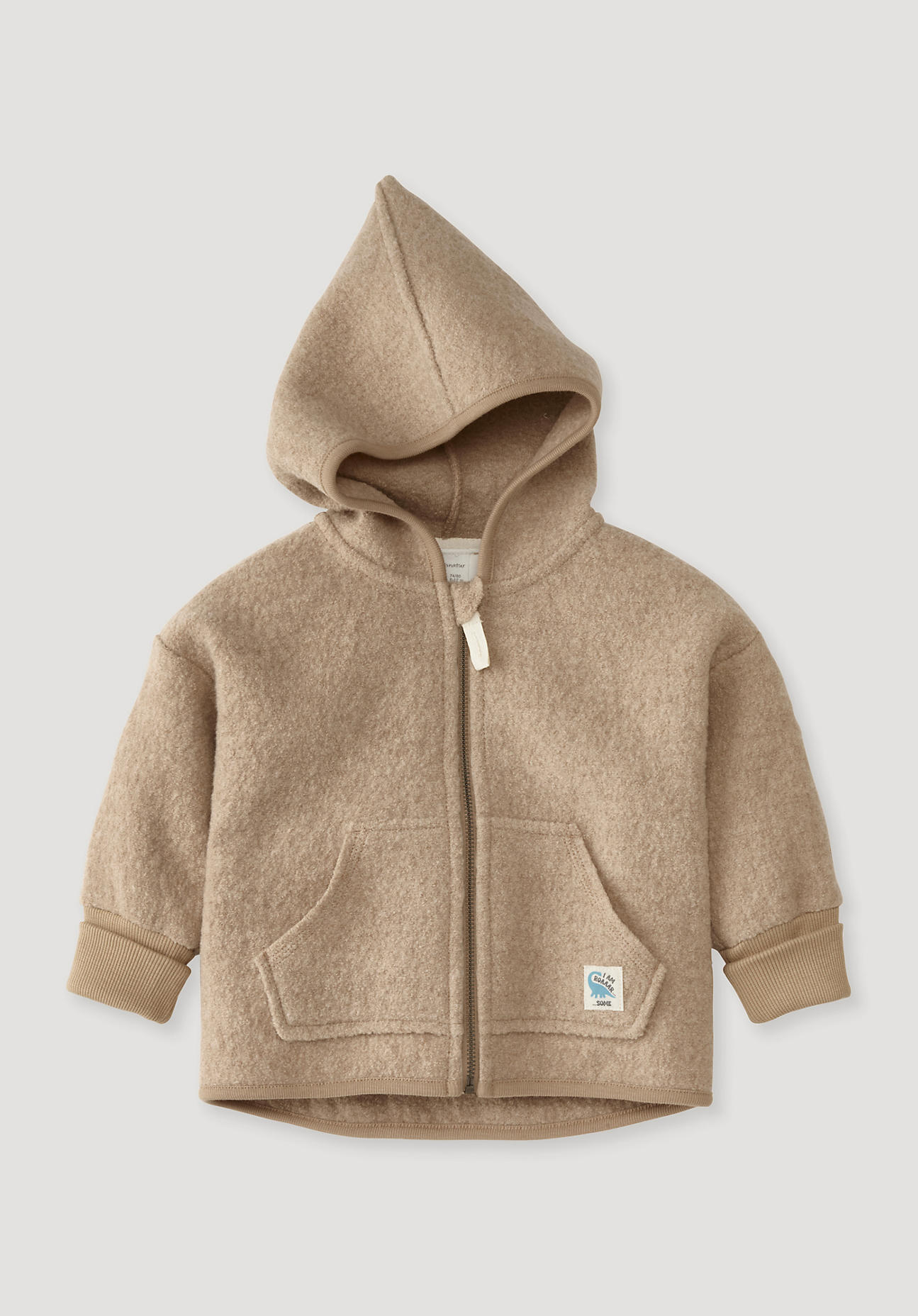 hessnatur Baby Wollwalk Jacke Relaxed aus Bio-Merinowolle - beige Größe 98/104