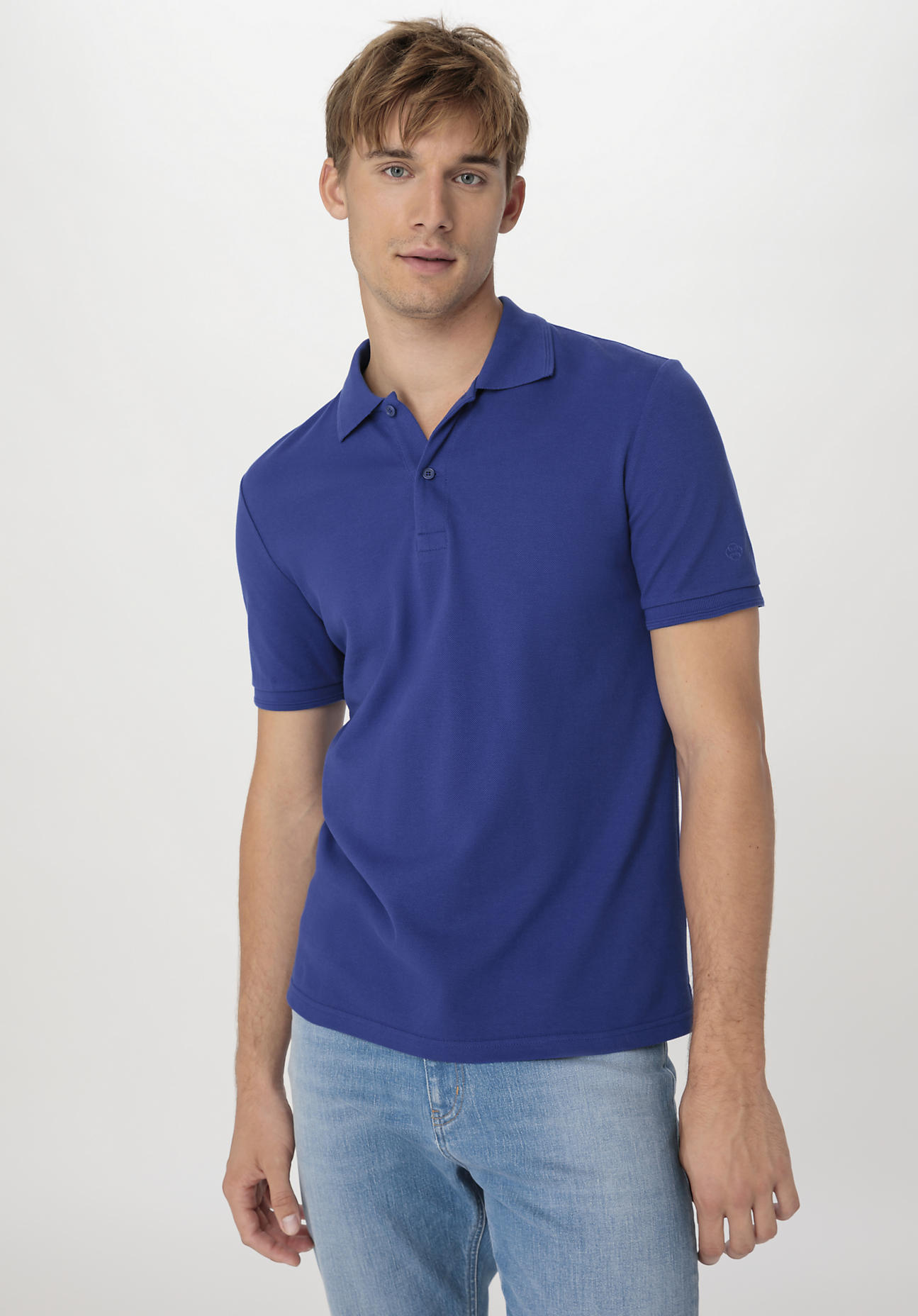 hessnatur Herren Zwirn Polo Shirt Regular aus Bio-Baumwolle - blau Größe 46