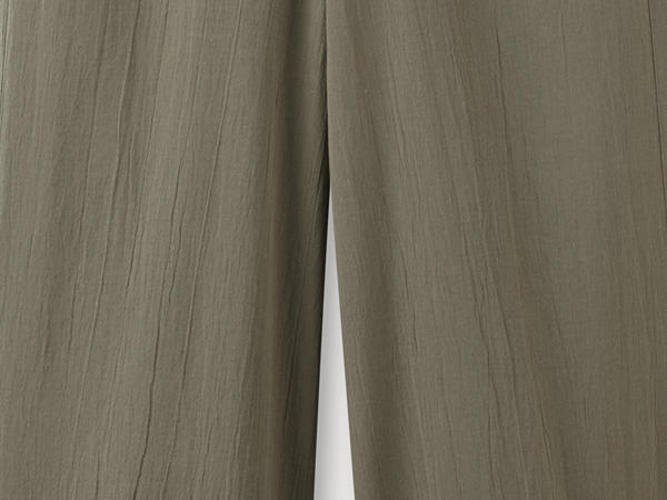 Flared crepe pants made of organic cotton with linen