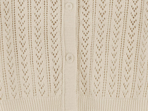 Linen and organic cotton openwork cardigan