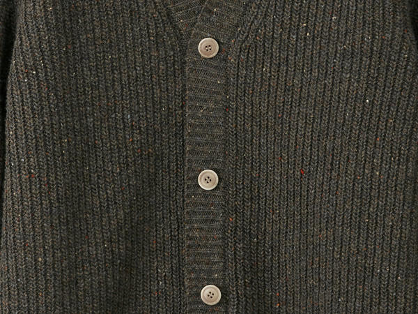 Tweed cardigan made from pure organic merino wool
