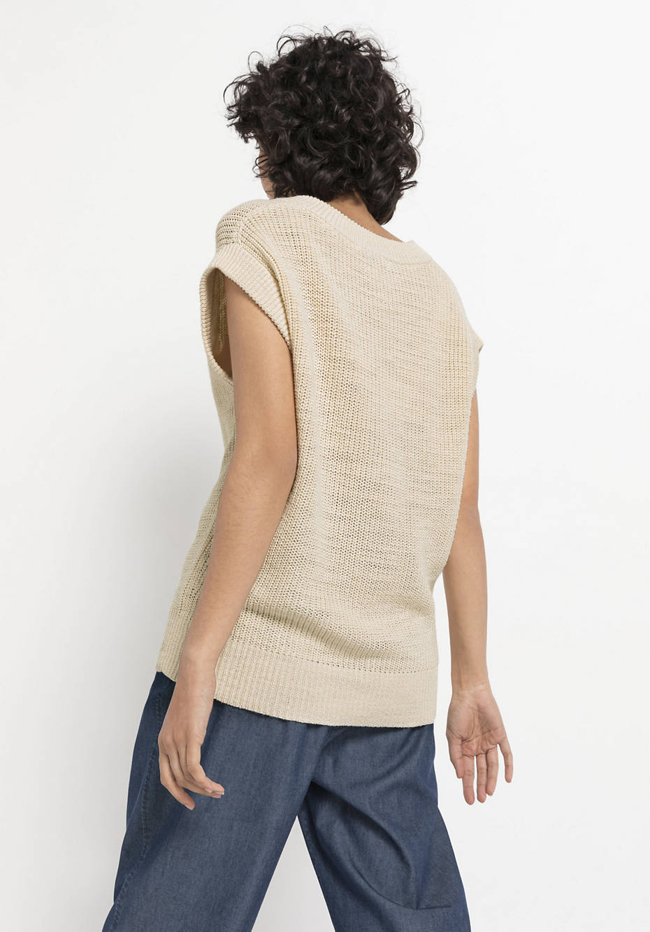 Ärmelloser Pullover aus Leinen mit Bio-Baumwolle