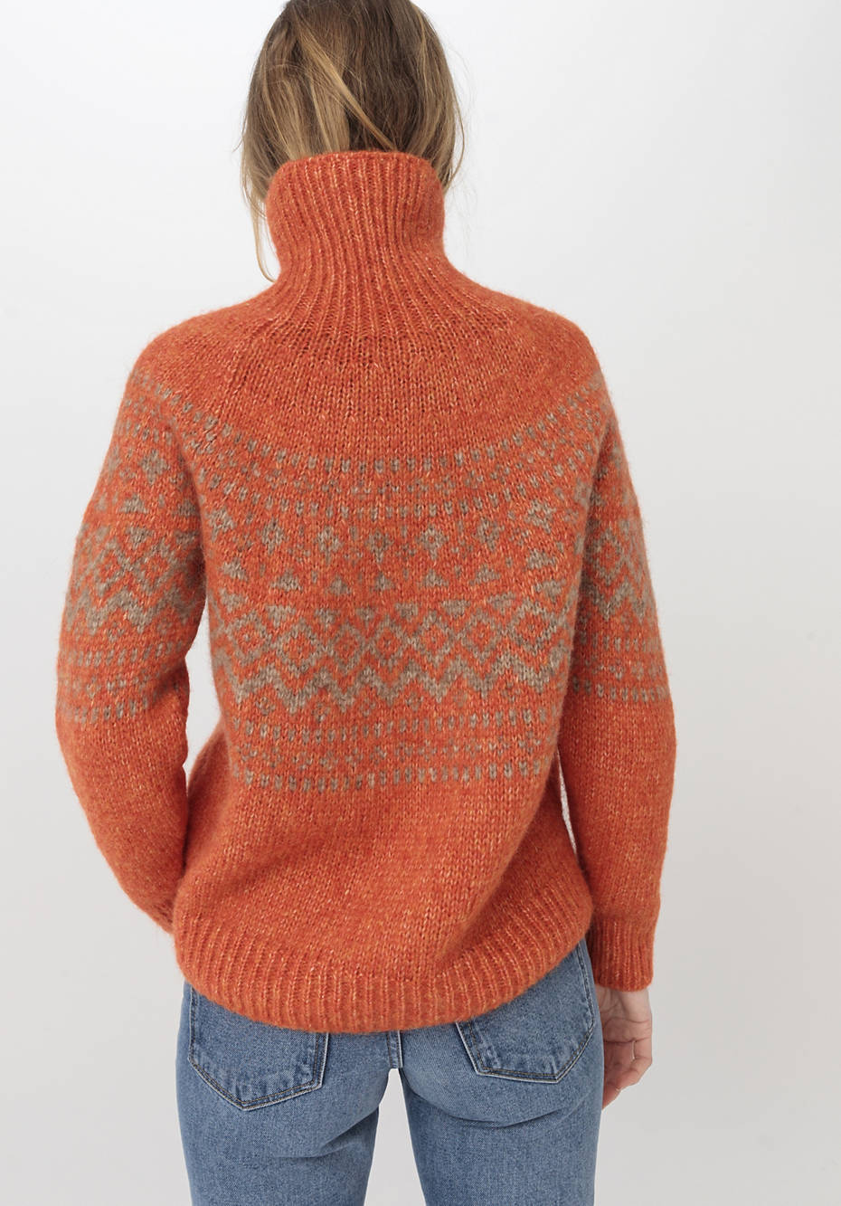 Alpaca jacquard sweater with cotton 53445