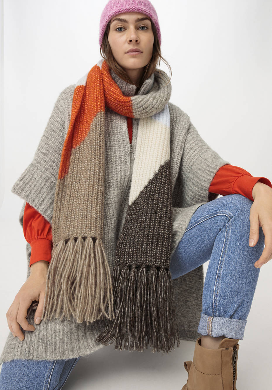 Alpaca scarf with organic cotton