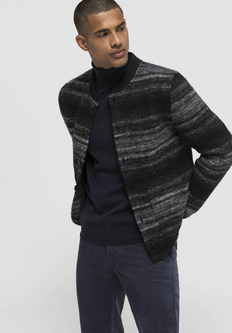 Boiled wool jacket made of organic new wool with organic cotton