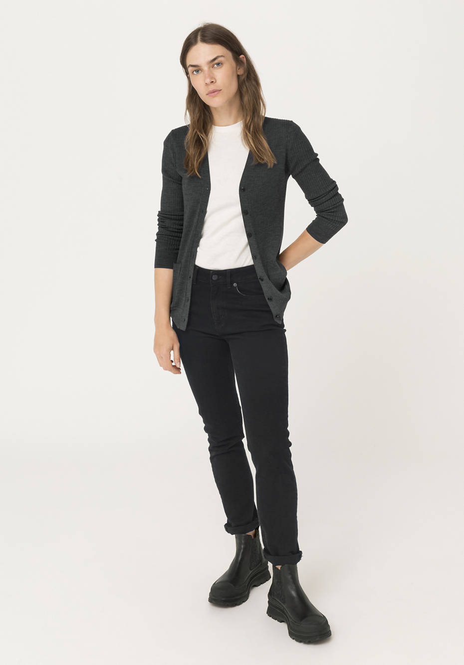 Cardigan made from organic merino wool with silk