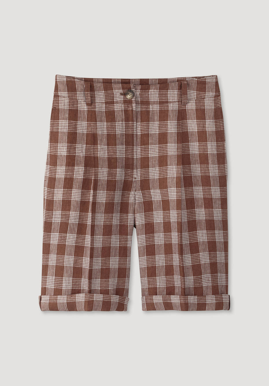 Checked shorts made from pure organic linen