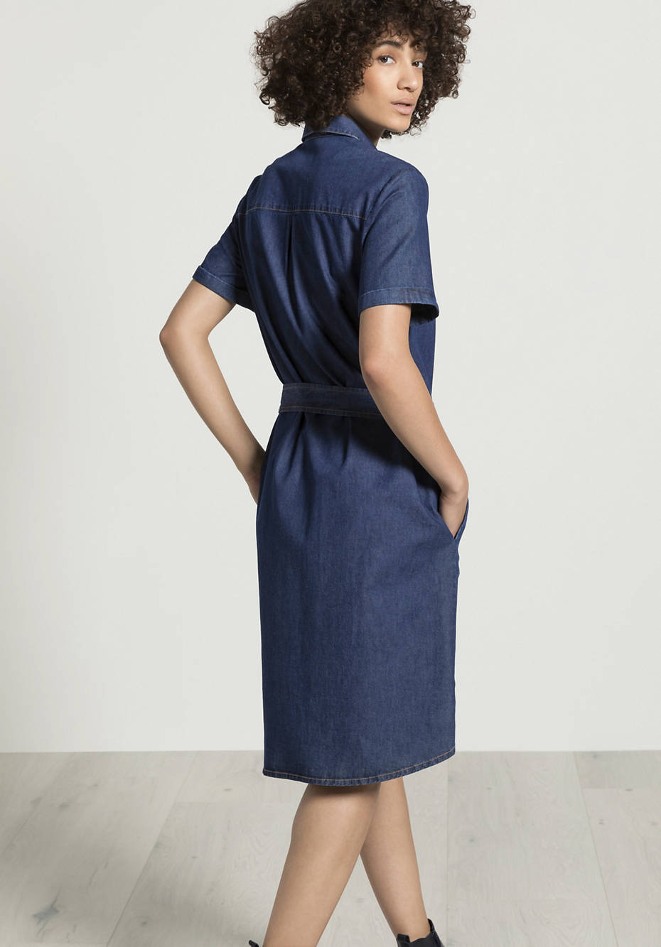 Denim dress made of organic cotton with linen