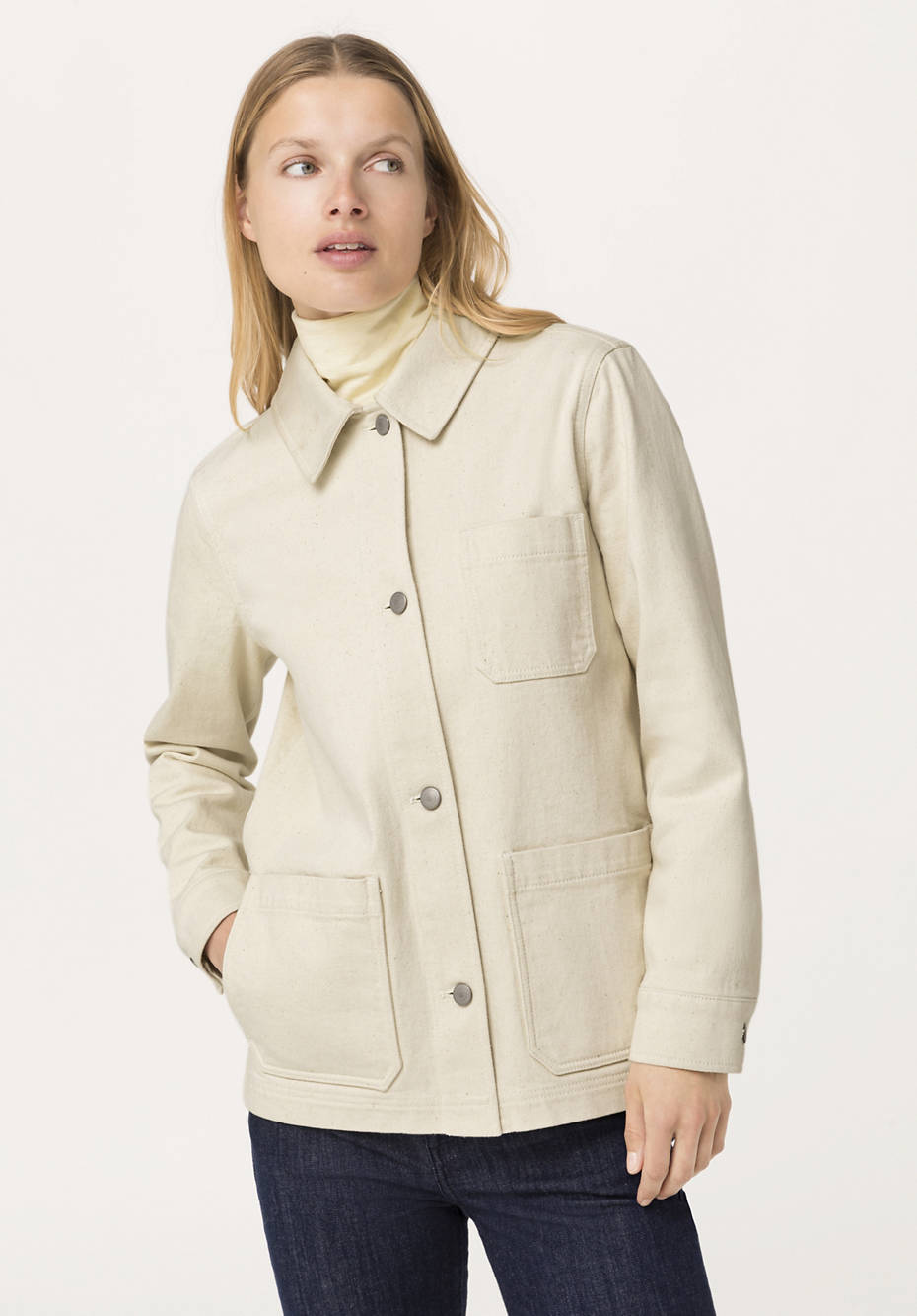Denim jacket made from organic denim with hemp