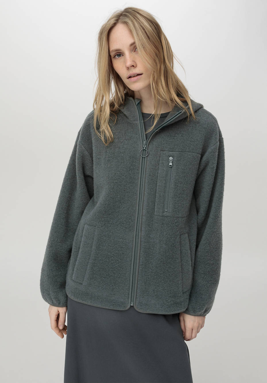 Wool fleece jacket made from pure organic merino wool 5335725