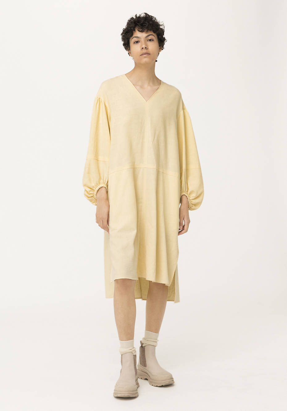 Kleid aus Bio-Baumwolle mit Leinen