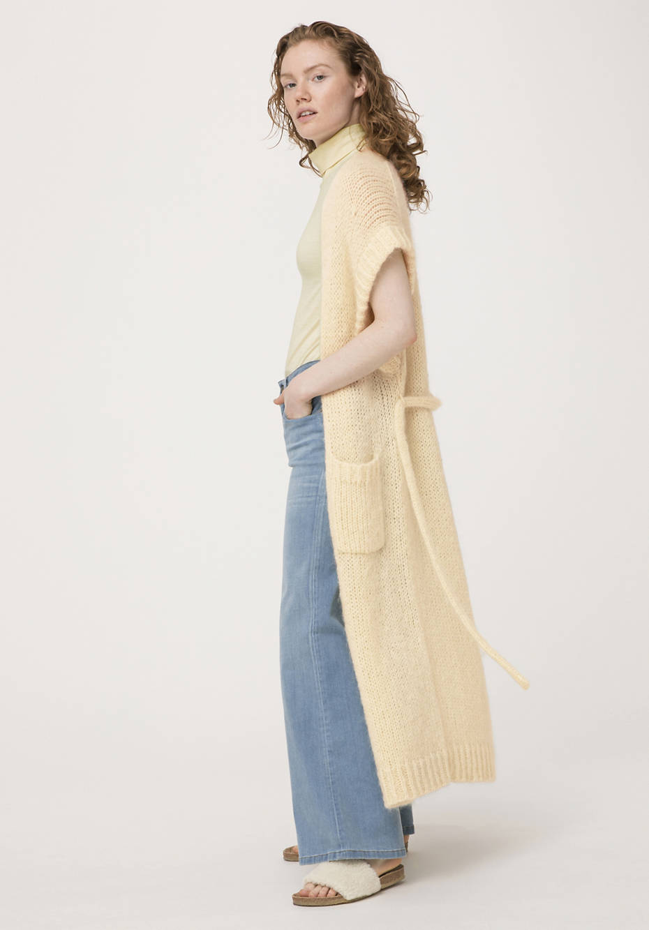 Knit coat made of mohair with virgin wool