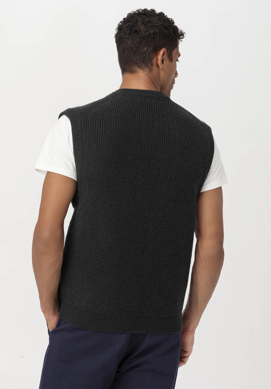 Knit vest made from organic cotton and organic merino