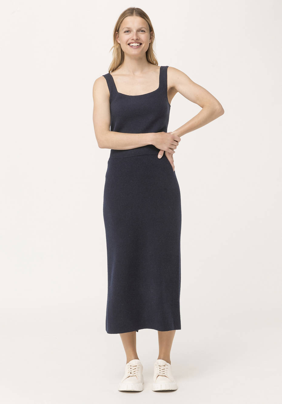 Knitted skirt made from organic new wool with cashmere